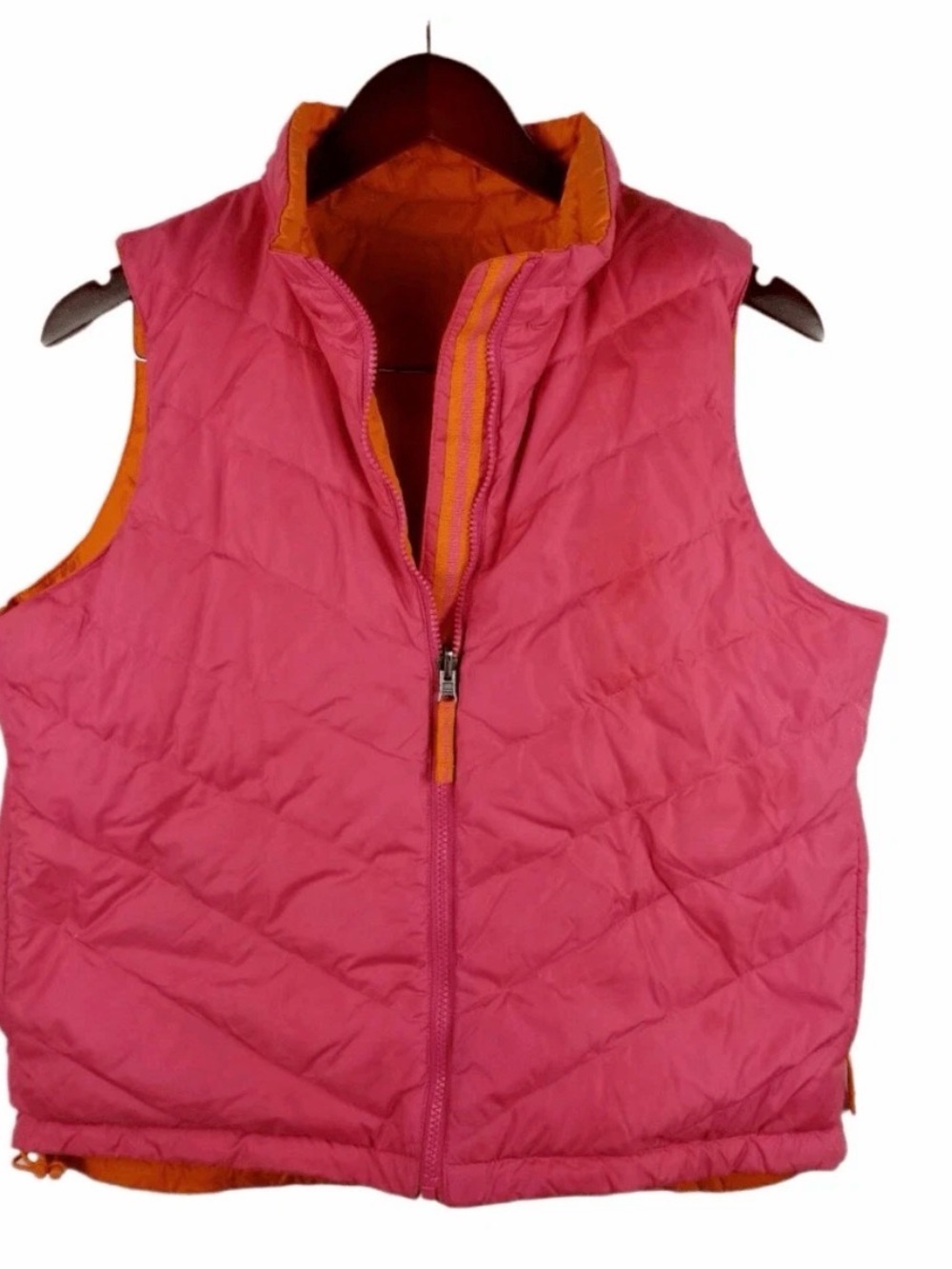Coldwater Creek Pink and Orange Reversible Puffer Vest Medium Vintage Like New